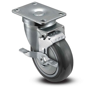 Swivel Caster with Side Lock - 4" x 1.25" TPU Wheel, 275 lb. Cap.