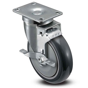 Swivel Caster with Side Lock - 5" x 1.25" TPU Wheel, 350 lb. Cap.