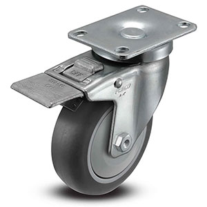 Swivel Caster with Total Lock - 4" x 1.25" TPR Wheel, 275 lb. Cap.
