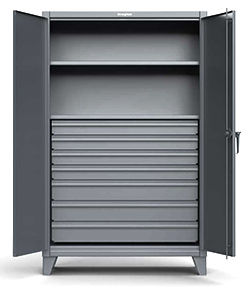Storage Cabinet with 2 Adjustable Shelves and 7 drawers - 36"w x 24"d x 72"h