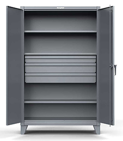Storage Cabinet with 4 Adjustable Shelves and 3 drawers - 36"w x 24"d x 72"h