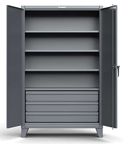 Storage Cabinet with 4 Adjustable Shelves and (3) 6" drawers - 36"w x 24"d x 72"h