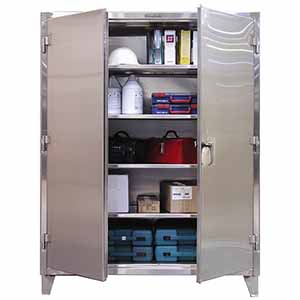 Stainless Steel Floor Cabinet with 4 Adjustable Shelves - 36"W x 24"D x 72"H