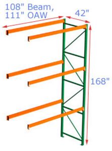 Pallet Rack Adder - 108w x 42d x 168h, 3 Beam Levels - 7320 Cap. Beams