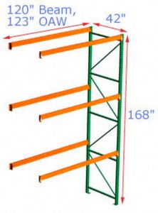 Pallet Rack Adder - 120w x 42d x 168h, 3 Beam Levels - 6700 Cap. Beams