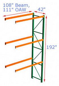 Pallet Rack Adder - 108w x 42d x 192h, 3 Beam Levels - 7320 Cap. Beams