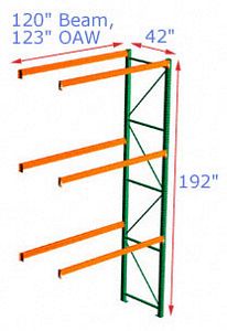Pallet Rack Adder - 120w x 42d x 192h, 3 Beam Levels - 6700 Cap. Beams