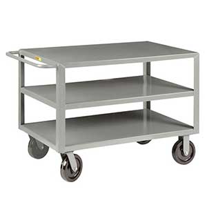 Heavy Duty Service Cart - 3 Shelves, 30"W x 60"L, 2 Swivel & 2 Rigid Casters