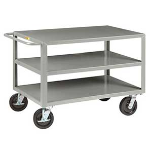 Heavy Duty Service Cart - 3 Shelves, 30"W x 48"L, 4 Swivel Casters