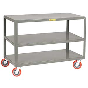 Mobile Table - 3,600 lb. Capacity, 3 Shelves, 24"W x 48"L x 34"H, Swivel Casters