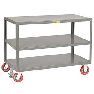 Mobile Table - 3,600 lb. Capacity, 3 Shelves, 30"W x 48"L x 34"H, Rigid & Swivel Casters