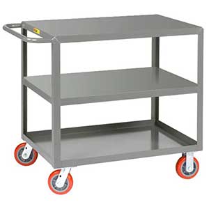 Medium Duty Service Cart - 3 Shelves, 30"W x 60"L, Flush Top