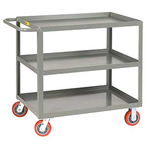 Medium Duty Service Cart - 3 Shelves, 24"W x 48"L, Lip Top