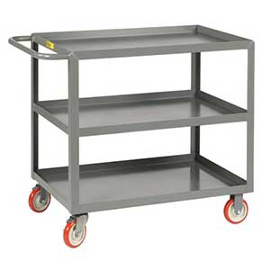 Light Duty Service Cart - 3 Shelves, 18"W x 32"L, Lip Top