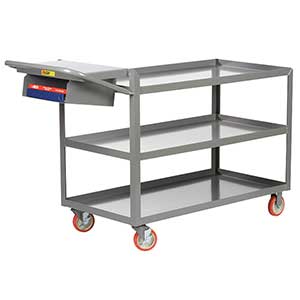 Order Picking Cart - 3 Shelves, 24"W x 36"L, Lip Top, Storage Pocket