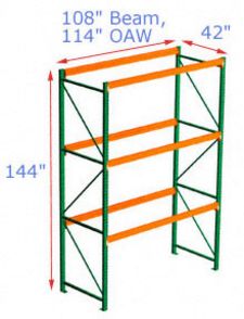 Pallet Rack Starter - 108w x 42d x 144h, 3 Beam Levels - 7320 Cap. Beams