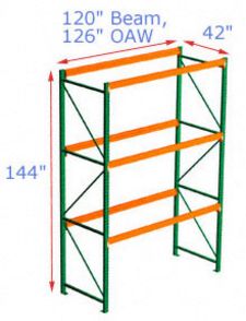 Pallet Rack Starter - 120w x 42d x 144h, 3 Beam Levels - 6700 Cap. Beams