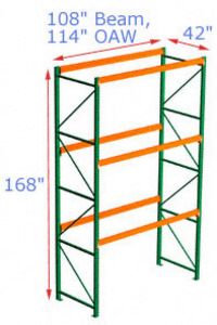 Pallet Rack Starter - 108w x 42d x 168h, 3 Beam Levels - 7320 Cap. Beams