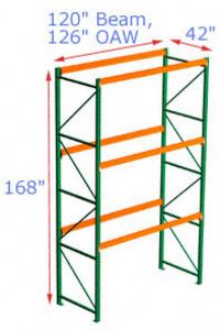 Pallet Rack Starter - 120w x 42d x 168h, 3 Beam Levels - 6700 Cap. Beams