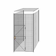 3-Wall Welded Wire Partition w/ Ceiling - 5'6" x 5'4" x 10'5-1/4"H - 3' Hinged Gate