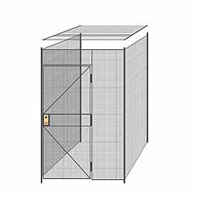 3-Wall Welded Wire Partition w/ Ceiling - 5'6" x 5'4" x 8'5-1/4"H - 3' Hinged Gate