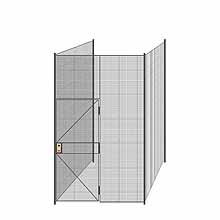 3-Wall Welded Wire Partition - 6'6" x 6'4" x 10'5-1/4"H - 3' Hinged Gate