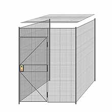 3-Wall Welded Wire Partition w/ Ceiling - 6'6" x 6'4" x 8'5-1/4"H - 3' Hinged Gate