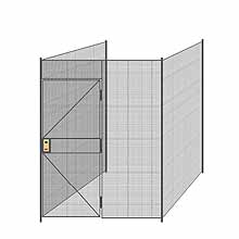 3-Wall Welded Wire Partition - 6'6" x 6'4" x 8'5-1/4"H - 3' Hinged Gate