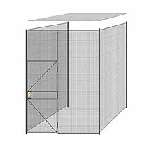 3-Wall Welded Wire Partition w/ Ceiling - 7'6" x 7'4" x 10'5-1/4"H - 3' Hinged Gate