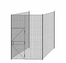 3-Wall Welded Wire Partition - 7'6" x 7'4" x 10'5-1/4"H - 3' Hinged Gate