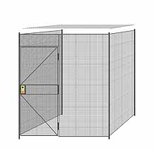 3-Wall Welded Wire Partition w/ Ceiling - 7'6" x 7'4" x 8'5-1/4"H - 3' Hinged Gate