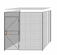 3-Wall Welded Wire Partition w/ Ceiling - 8'6" x 8'4" x 8'5-1/4"H - 3' Hinged Gate