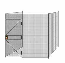3-Wall Welded Wire Partition - 8'6" x 8'4" x 8'5-1/4"H - 3' Hinged Gate