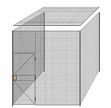 3-Wall Welded Wire Partition w/ Ceiling - 9'6" x 9'4" x 10'5-1/4"H - 3' Hinged Gate