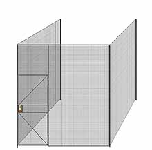 3-Wall Welded Wire Partition - 9'6" x 9'4" x 10'5-1/4"H - 3' Hinged Gate