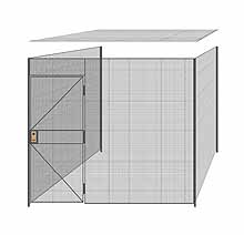 3-Wall Welded Wire Partition w/ Ceiling - 9'6" x 9'4" x 8'5-1/4"H - 3' Hinged Gate