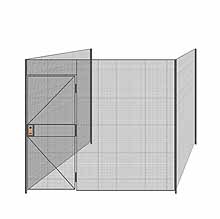 3-Wall Welded Wire Partition - 9'6" x 9'4" x 8'5-1/4"H - 3' Hinged Gate