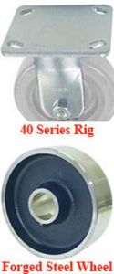 40 Series Rigid Caster - 4" x 1-1/2" Forged Steel Wheel - 1,200 lb. Cap.