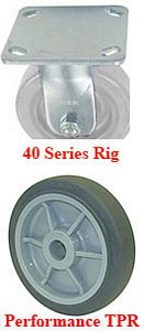 40 Series Rigid Caster - 6" x 1-1/2" Performance TPR Wheel - 475 lb. Cap.