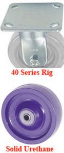 40 Series Rigid Caster - 4" x 1-1/2" Solid Urethane Wheel - 300 lb. Cap.