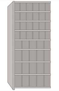 Metal Bin Shelving - Adder, 36"W x 24"D x 84"H, 44 Compartments