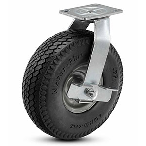Swivel Caster with Side Lock - 8.58" x 2.86" Never-Flat Foam Wheel, 350 lb. Cap.