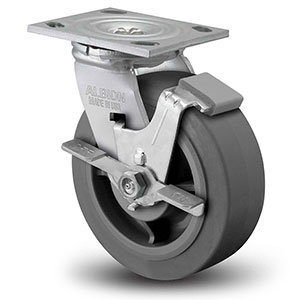 Swivel Caster with Side Lock - 6" x 2" TPE Wheel, 7.25" Mount Ht., 600 lb. Cap.