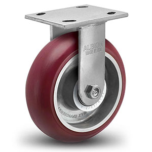 Rigid Caster - 4" x 2" Maroon Polyurethane on Aluminum Wheel with Radius Tread, 700 lb. Cap.