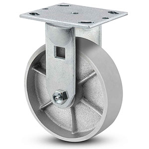 Rigid Caster - 6" x 2" Cast Iron Wheel, 1200 lb. Cap.