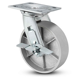 Swivel Caster with Side Lock - 6" x 2" Cast Iron Wheel, 1200 lb. Cap.