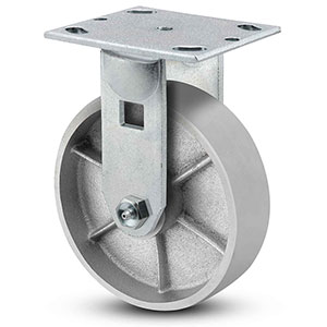 Rigid Caster - 8" x 2" Cast Iron Wheel, 1250 lb. Cap.
