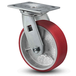 Swivel Caster - 6" x 2" Polyurethane on Iron Wheel, 1200 lb. Cap.