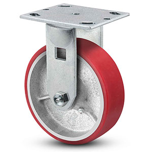 Rigid Caster - 8" x 2" Polyurethane on Iron Wheel, 1250 lb. Cap.