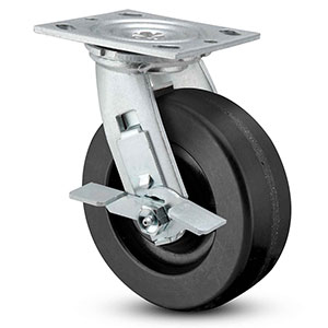 Swivel Caster with Side Lock - 6" x 2" Phenolic Wheel with Flat Tread, 1200 lb. Cap.